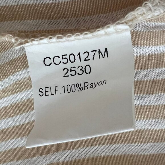 Cupshe Boho Tan & White Striped Ruffle Tie Front Cover Up Dress - Picture 6 of 6